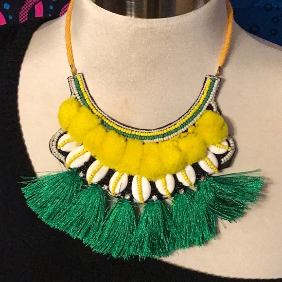 Ethnic Boho Beaded Tassel Cowrie Shell Necklace - Picture 7 of 16